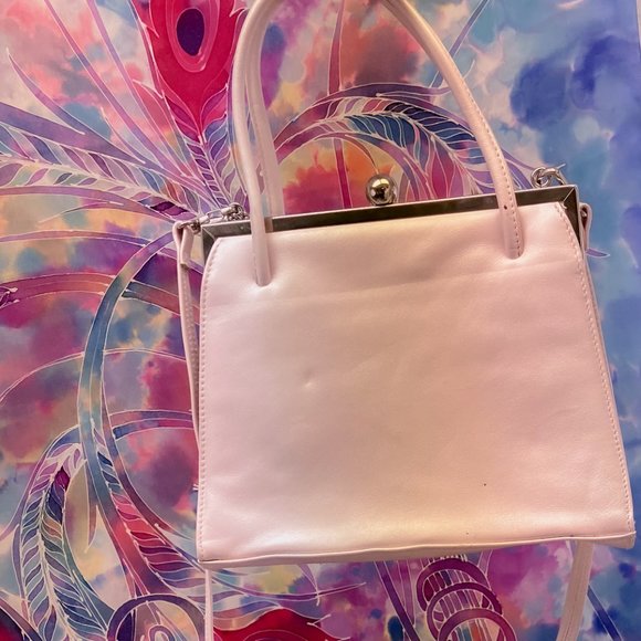 Jacqueline Ferrar || Pearl Pink Plush Classic Little Shoulder Clutch Style Purse - Picture 2 of 13